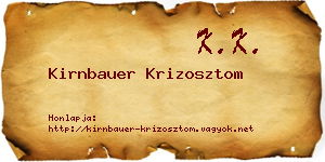 Kirnbauer Krizosztom névjegykártya
